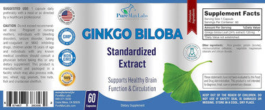 YUMMYVITE Ginkgo Biloba Capsules - Supports Brain Function, Memory Support & Circulation, Extra Strength Standardized Extract - 60 Capsules
