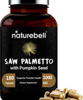 Naturebell Saw Palmetto Complex Saw Palmetto Powder Extract with Pumpkin Seed 1000mg 180 Capsules 3 in 1 Formula Prostate and Hair Growth Supplement Decrease Frequent Urination for Men Women