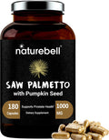 Naturebell Saw Palmetto Complex Saw Palmetto Powder Extract with Pumpkin Seed 1000mg 180 Capsules 3 in 1 Formula Prostate and Hair Growth Supplement Decrease Frequent Urination for Men Women