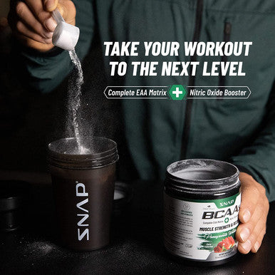 Snap BCAA Powder Essential Amino Supplement with Nitric Oxide Booster Pre Workout Powder Recovery Supplements Post Workout Muscle Strength BCAA for Women Men 30 Servings