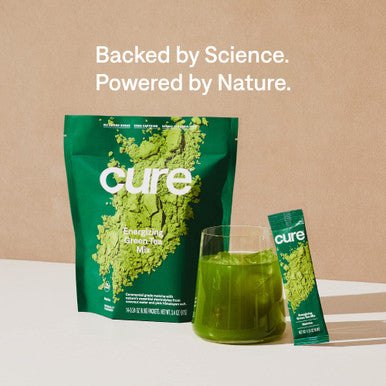 Cure Matcha Energizing Green Tea Mix - Natural Energy Drink with Electrolytes and Caffeine Ceremonial Grade Matcha