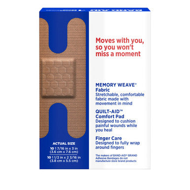 Band-Aid Brand Flexible Fabric Adhesive Bandages For Comfortable Flexible Protection & Wound Care Of Minor Cuts & Scrapes, With Quilt-Aid Technology Designed To Cushion Painful Wounds, Fin (Pack Of 3)