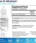 BIOTICS RESEARCH Bio K Mulsion Liquid Vitamin K Drops 500 mcg/S Vitamin K1 phytonadione for Adults VIT K Supplement Strong Bones Heart Health Blood Clotting Support 1 fl oz