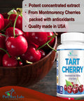 YUMMYVITE Tart Cherry - 4:1 Extract Capsules Equivalent To 1000Mg Of Montmorency Cherries, Antioxidant-Rich, Natural Uric Acid Support Supplement, Non-Gmo - 60 Capsules