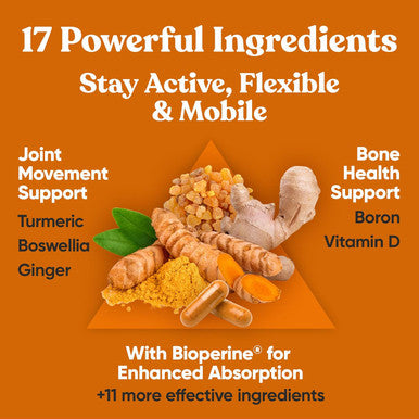 Eu Natural Primal Joint & Mobility Support - Advanced Joint Support Supplement for Women and Men - Turmeric Boswellia Ginger and Boron for Whole-Body Flexibility Joint Health & Comfort - 60 Veg Soft Capsules