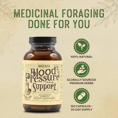Medicine Man Plant Co . Blood Pressure Support 120 Capsules - Natural Herbal Pills With Hawthorn, Rosella Hibiscus, And Ginger - Organic And Herbal Supplement