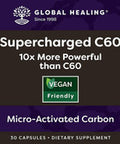 Global Healing Supercharged C60 & Vitamin D3 - Micro-Activated Carbon Fullerene w/ MCT Powder & Organic Vitamin D3 Liquid Supplement for Skin Health- Natural Detox Helps Alleviate Constipatio