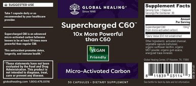 Global Healing Supercharged C60 & Vitamin D3 - Micro-Activated Carbon Fullerene w/ MCT Powder & Organic Vitamin D3 Liquid Supplement for Skin Health- Natural Detox Helps Alleviate Constipatio