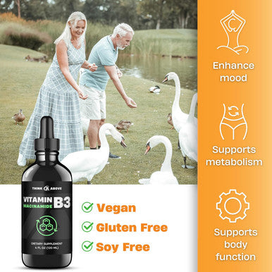 Liquid Vitamin B3 (As Niacinamide) Supplement - Non Flush Form Of Niacin - Convenient Niacin Drops For Women And Men - 4 Oz (120Ml)