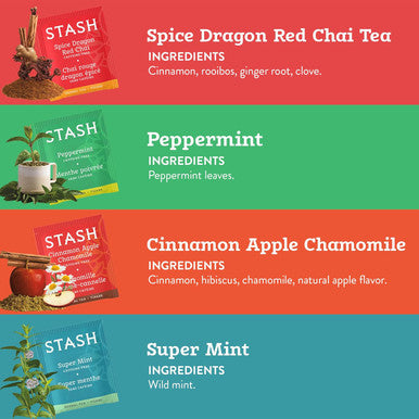 Stash Tea Relax and Unwind Tea Sampler - Assorted Specialty Tea Set Calming Herbal Teas to Support Relaxation 7 Flavors 35 Tea Bags