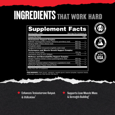 Animal Test Testosterone Booster For Men - Male Enhancing Supplement Libido Booster For Strength Athletes & Bodybuilders To Increase Stamina Endurance Muscle Growth All-In-One Packs 21 Day Cycle