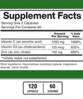 American Standard Supplements Zinc 100Mg, Vitamin C 1000Mg, And Vitamin D3 5000 Iu (125Mcg) Per Serving - Gluten Free, Non-Gmo, 120 Capsules, 60 Servings