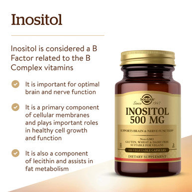 Solgar Inositol Vegetable Capsules 500 Mg 100 Count
