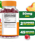 Lifeable Zinc Gummies 50Mg Great Tasting Natural Flavor Zinc Vitamins Gluten Free, Vegetarian, Gmo-Zinc Chewable For Immune Support 90 Gummies