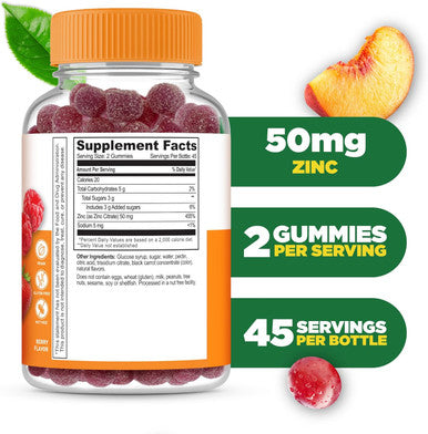 Lifeable Zinc Gummies 50Mg Great Tasting Natural Flavor Zinc Vitamins Gluten Free, Vegetarian, Gmo-Zinc Chewable For Immune Support 90 Gummies