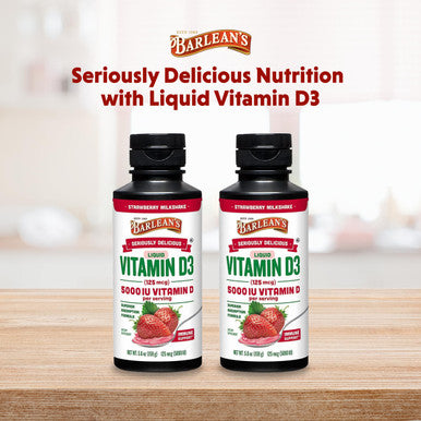 Barlean's Seriously Delicious Vitamin D3 Strawberry Milkshake 125 mcg (5000 IU) 5.6 oz