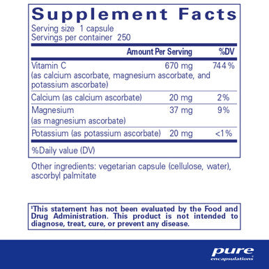 Pure Encapsulations Buff Ascorbic Acid 250 vcaps