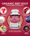Organic Beet Root Powder Tablets - 2040Mg Natural Nitric Oxide Beets To Support, Energy, Black Pepper Better Absorption, Non-Gmo, For Men Women, 90 Tablets