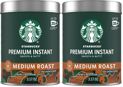 Starbucks Premium Instant Coffee Blonde Roast, 3 Tins 3.17 oz | 100% Arabica premium instant and microground coffee; Blonde Roast; 3 tins, 3.17 oz each