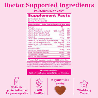 Pink Stork Postpartum Hair Loss Gummies - Biotin with Vitamin E Pantothenic Acid B6 & B12 for Beautiful & Strong Hair Skin and Nails - Postpartum Essentials for Moms - 60 Gummy Vitamins
