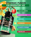 NUTRAHARMONY Mullein Leaf Extract For Lung Detox 3500 Mg - Ecea | Oregano | Quercetin | Nac - 15-In-1 Lung Support Supplement - Cleanse For Smokers - Made In Usa - As Drops, Tea, Tincture, 60 Vegan Capsules