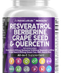Resveratrol Berberine Grape Seed Quercetin Polyphenol Supplement 60 ct