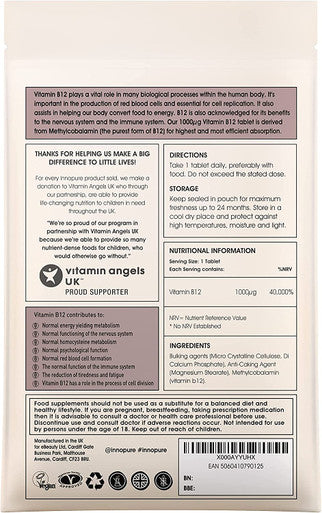 INNOPURE Vitamin B12 Tablets 1000mcg - Vegan Society Approved - Methylcobalamin B12 Vitamin - UK Made by Innopure