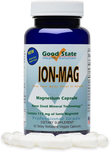 Good State Ion-Mag Ionic Magnesium Nano Sized Mineral Technology Supports Healthy Breathing & Cardiovascular Health 115 Mg Per Serving 60 Capsules