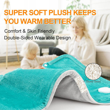 Heating Pad For Neck And Shoulders And Back, Valentines Day Gifts For Her Him, Birthday Gifts For Women Mom Mother, Weighted Neck And Shoulder Heating Pads, 6 Heat Settings 4 Auto-Off,17"X23" Blue
