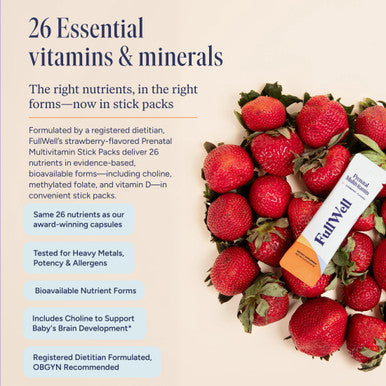 FullWell Prenatal Multivitamin Strawberry Stick Packs 60 Ct (30 Servings)