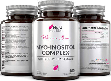 Myo-Inositol Complex- 180 Vegan Tablets, 6 Weeks Supply - with Added Chromium and Folic Acid - Female Support Supplement Tablets not Capsules - UK Manufactured to GMP Standards