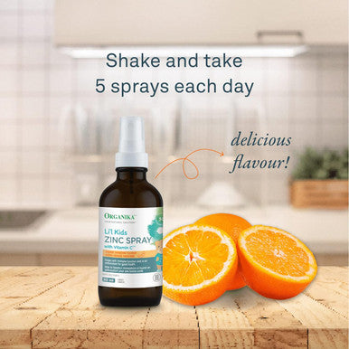 Organika Kids Zinc Spray With Vitamin C- Orange Tangerine Flavour- Immune Support For Your Kids, Easy Spray Format- 30Ml
