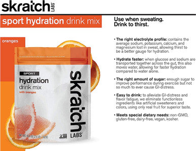SKRATCH LABS Sport Drink Mix Natural Electrolyte Powder Oranges 60