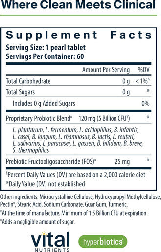 Hyperbiotics Pro-15 Pre + Probiotic | 15 Strains| Supports Occasional Constipation Diarrhea Gas & Bloating | Immune Digestive & Gut Health | Shelf-Stable | Vegan | 60 Pearl Tablets