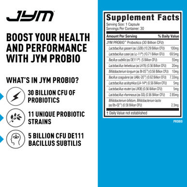 JYM Supplement Science ProBio Performance Probiotic Heart Gut Immune Health Athletic Recovery and Body Composition for Men & Women 30 Day Supply
