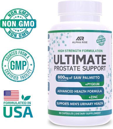 Best Over-The-Counter Prostate Support Health Supplement For Men - 600 Mg Saw Palmetto 300Mg Pygeum - 16 Herbs + Zinc - Relief From Enlarged Prostate & Stop Frequent Urination - 60 Capsules