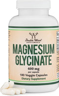 Magnesium Glycinate 400mg 180 Capsules Vegan Safe Manufactured and Third Party Tested in The USA Gluten NonGMO High Absorption Magnesium by Double Wood Supplements