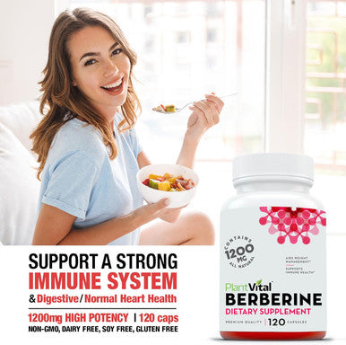 Plantvital Berberine Organic - Berberine 1200Mg Non-Gmo Berberine Supplement For Immunity Support, Normal Cardiovascular Health -240 Count, Vegan, And Made In The Usa