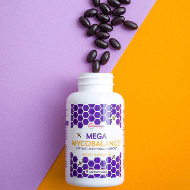 Microbiome Labs Yeast Balance Bundle - Mega IGG2000 Dairy-Free Bovine Serum Powder Immunoglobulin Supplement (2.1oz) + MegaMycoBalance Undecylenic Acid and Bee Propolis Extract (180 Capsules)