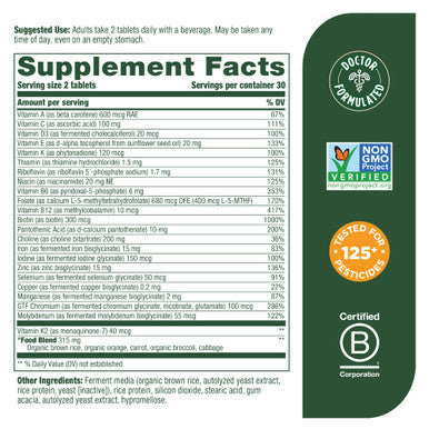 MegaFood Women'S Advanced Multivitamin For Women - Doctor-Formulated With Iron Choline Vitamin D Vitamin C & Zinc - Brain Health - Immune Support - Non-Gmo - Vegetarian - 60 Tabs (30 Servings)