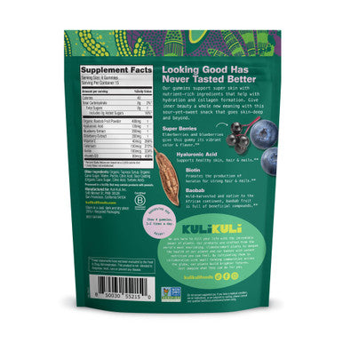 Kuli Kuli Super Gummies - Skin Supplements with Baobab Elderberry and Biotin - Helps Support Skin Health - 60 Non-GMO Gluten-Free Gummies