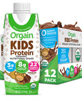 Orgain Organic Kids Protein Nutritional Shake Chocolate 8g of Protein 22 Vitamins Minerals Fruits Vegetables Gluten Soy NonGMO 8.25 Fl Oz Pack of 12