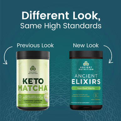 Ancient Nutrition Matcha Green Tea Powder with Ashwagandha, Ancient Elixirs Superfood Matcha Energy Powder, 20 Servings