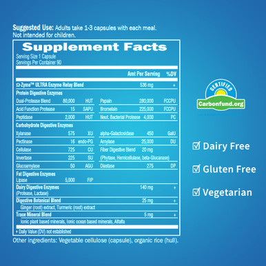 Garden of Life 21 Powerful Digestive Enzymes With Papain Bromelain Lipase Ginger Turmeric For Complete Digestion Of Protein Carbs & Fats Omega-Zyme Ultra Gluten-Free Vegetarian 90 Capsules