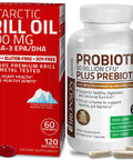 Bronson Probiotic 50 Billion Cfu + Prebiotic With Apple Polyphenols & Pineapple Fruit Extrac Antarctic Krill Oil 1000 Mg With Omega-3S Epa Dha