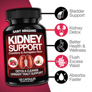 Saint Mingiano Kidney Support Cleanse Detox & Repair 120 Caps - Together With - 7 Day Cleanse Program Colon Detox