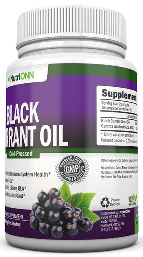 Black Currant Oil - 1000 Mg - 180 Softgels - Cold-Pressed Pure Black Currant Seed Oil - Hexane Free - 140mg GLA - Regulates Hormonal Balance - Great for Immune System, Hair and Skin