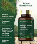 Carlyle Ginkgo Biloba | 3000mg Per Serving | 200 Tablets Extra Strength | Vegetarian | Non-GMO & Gluten Supplement | Tahoe Nutritionals