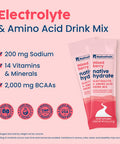 NativePath Native Hydrate Stick Packs Sugar Free Electrolytes Powder with BCAAs Mixed Berry Hydration Keto & Paleo Friendly 30 Servings