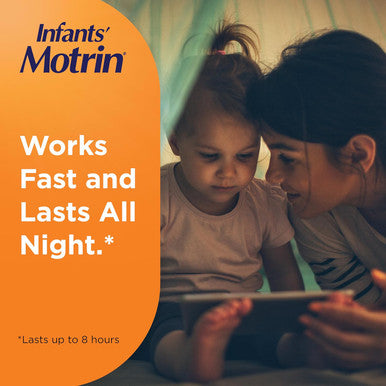 Motrin Infants' Ibuprofen Fever Reducer Dye and Alcohol Free Concentrated Drops Oral Suspension Includes Clear Syringe with Markings for Dose Measuring Berry Flavor